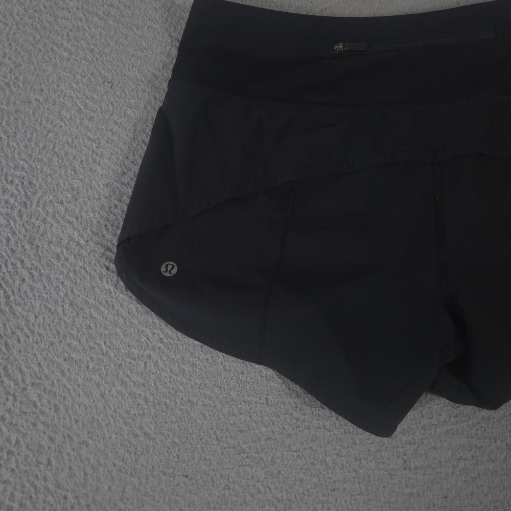 Lululemon Shorts Womens 6 Black Hotty Hot High-Rise Lined 4" Running Gym Workout - Picture 9 of 11